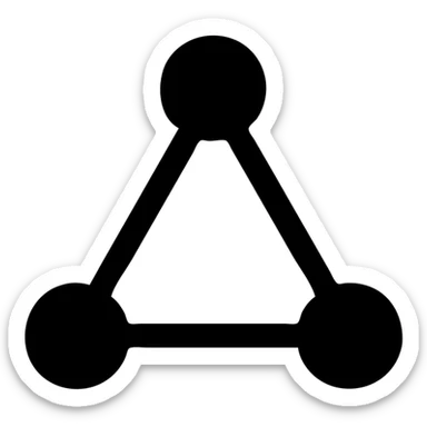 Minimalist vector logo, abstract network symbol, triangle shape pointing upwards, three circular nodes at the triangle vertices connected by thin straight lines, simple geometric forms, flat design, monochrome, no gradients, no shadows, clean tech style, modern system utility logo, high contrast, scalable SVG style, centered composition, white on dark background, minimal strokes, suitable for app icon and animation sticker