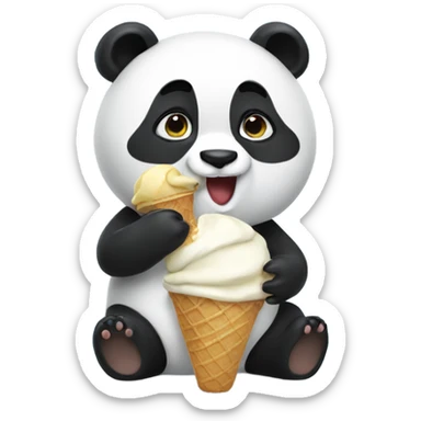 Panda eating ice cream sticker