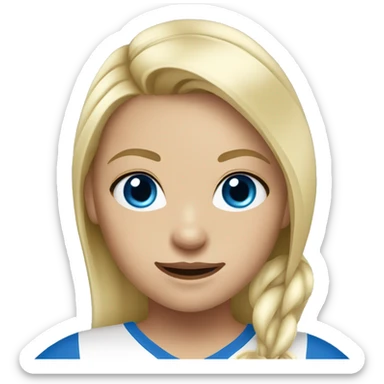 girl playing soccer blonde blue eyes sticker