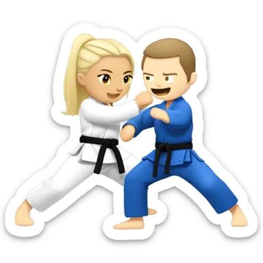Blonde woman and brunette white man doing Jiu jitsu  sticker