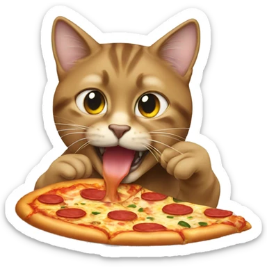Cat eating pizza sticker