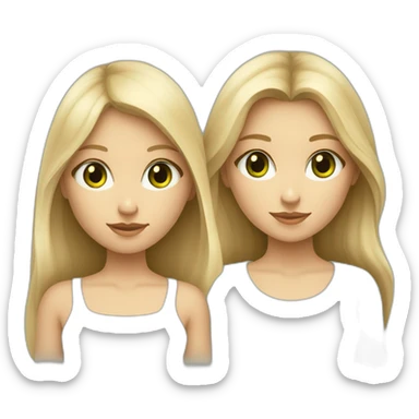 deux filles une fille blonde au yeux vert et fille brune au yeux bleua la peau beige sticker