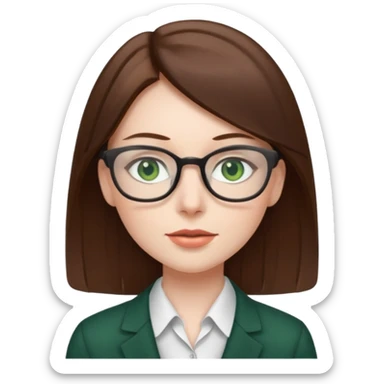 Green eyes office girl with straight hair  sticker