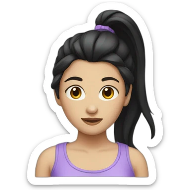 girl with black hair in a ponytail sticker