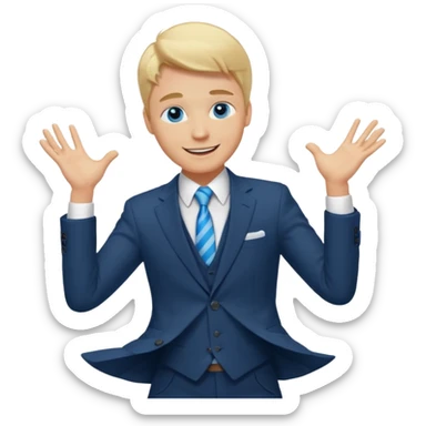 Blonde guy blue eyes dancing. Also wearing a suit and tie sticker