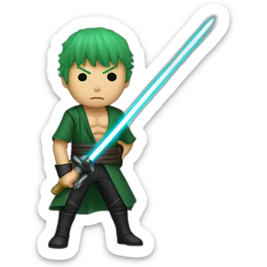 roronoa zoro avec un sabre laser de star wars sticker