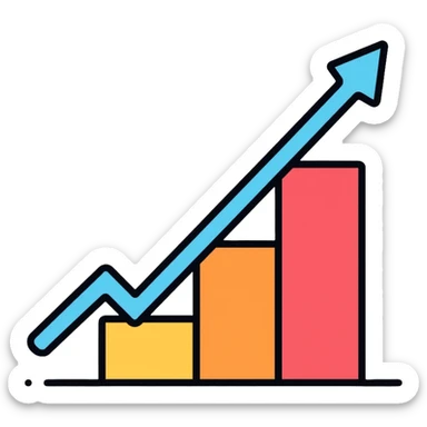 business chart with upward trend sticker