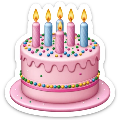 Pink birthday cake sticker