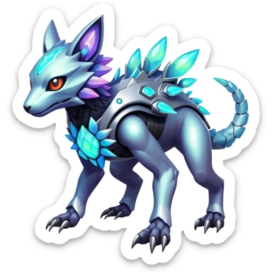  exotic tropical iridescent cyber-Protogen-Fakémon-Pokémon-Vernid-creature sticker
