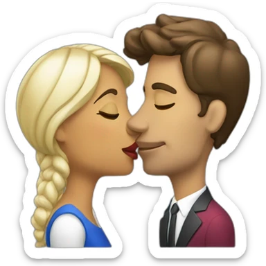 two face Colombian woman kissing french man sticker