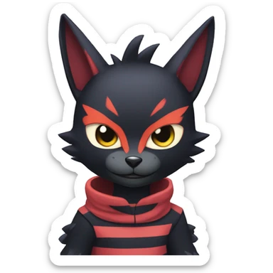 Cool Anthro Black Noibat-Quilava-Litten-Pokémon with edgy stripes Full Body sticker