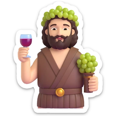 Bacchus Roman god of wine with grapes and wine cup sticker