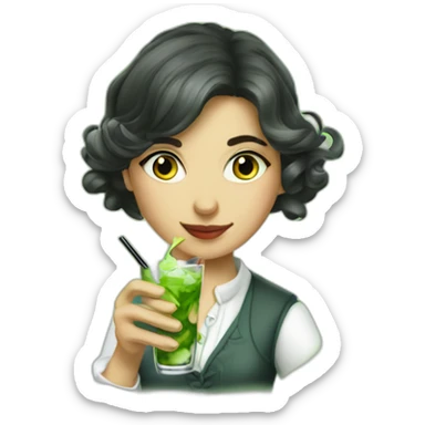 argentine girl sherlock holmes drinking mojito sticker