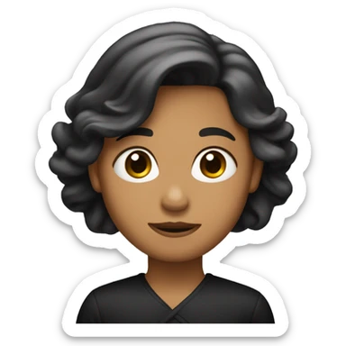 Han un emoji de una mujer con el pelo izado negro besando a un niño rubio sticker