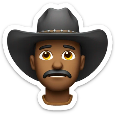 sad cowboy head sticker