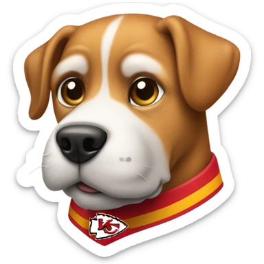 Dog wearing Kansas City chiefs shirt sticker