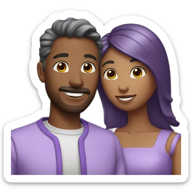 lavender couple posing together sticker