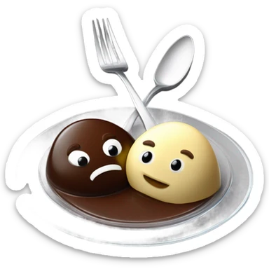 1 Chocolate quenelle and 1 vanilla quenelle on a fine dining glass plate sticker