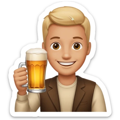 Emoji con cerveza en la mano sticker