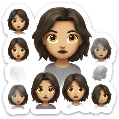 brunet girl with medium hair angry sticker