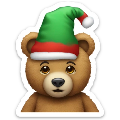 teddy bear wearing christmas hat  sticker