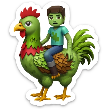 Minecraft zombie on Minecraft chicken sticker