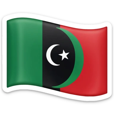 Libya flag emoji with red black and green horizontal stripes and a white crescent and star sticker
