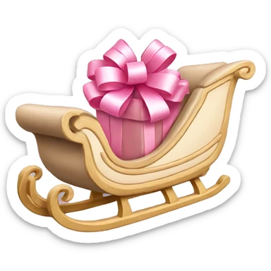 Beige sleigh with pink bows in detail sticker