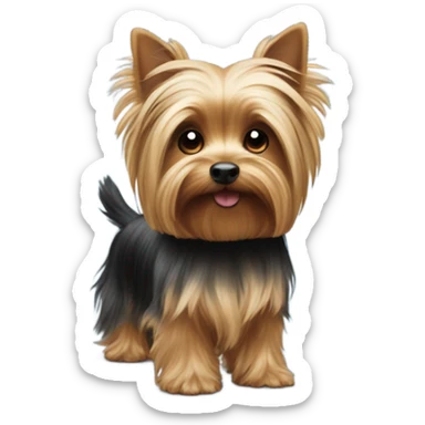 Yorkie with mouse tail sticker