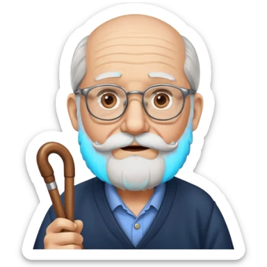 Anciano barba blanca larga bastón audifonos sordera lentes  sticker