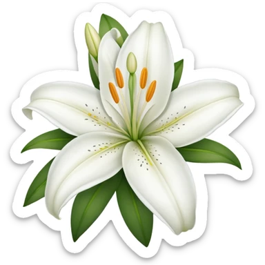 A hyperrealistic white Lily flower sticker