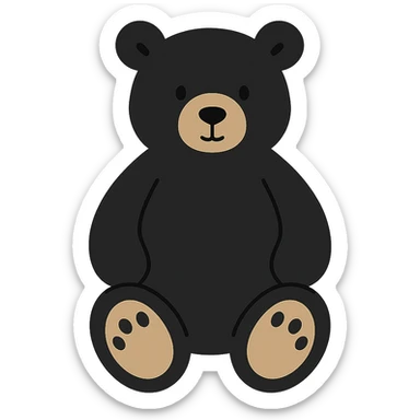 flat vector black bear jellycat plush sticker
