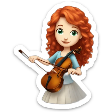 Girl cellist with red hair and blue eyes sticker