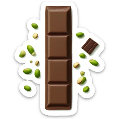 Chocolate bar split in half with pistachio cream inside  sticker