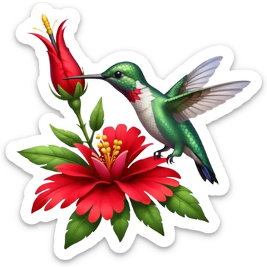hummingbird drinking nectar from flower sticker