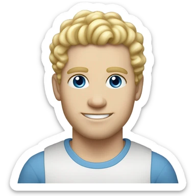 full body light curl blonde 30yo man blue eyed pale skin sticker