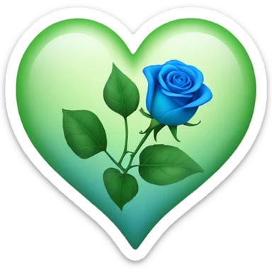 A heart with a blue and green rose through it sticker