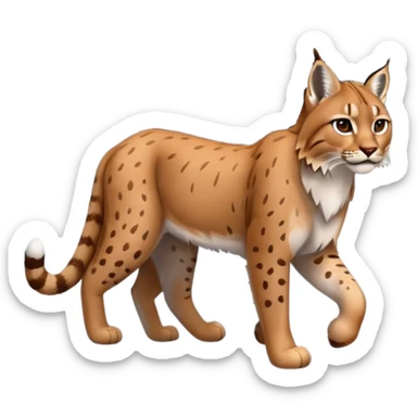 Eurasian Lynx walking in the snow beautiful aesthetic, snowy ground, snow falling around, wooden pine trees in the background, full aesthetic scenic image scenery realistic photo realism sticker
