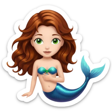 Brown hair mermaid with green eyes  sticker