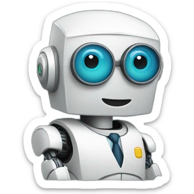 a friendly robot accountant sticker