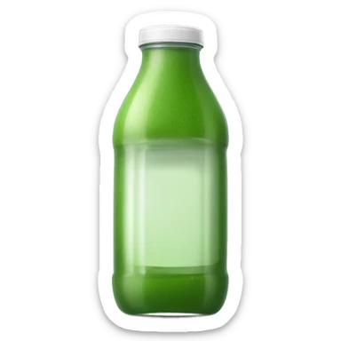 aesthetic green juice in tall clear full plastic drink bottle with white lid realistic soft textures sticker
