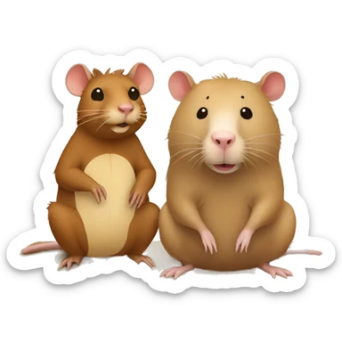 rat sitting next to a capybara bear sticker