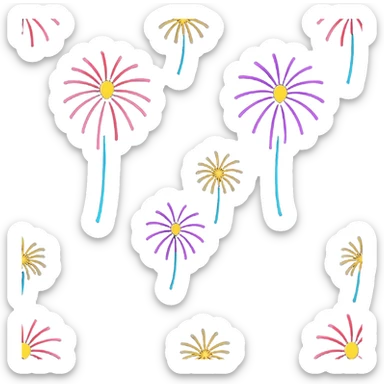 cartoon fireworks with bright highlights sticker