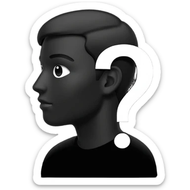 silhouette of a white man with a question mark sticker