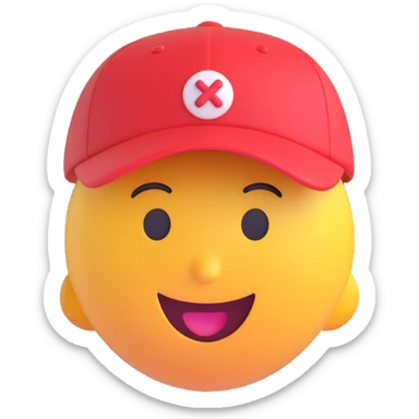 cheerful emoji with a little cap sticker