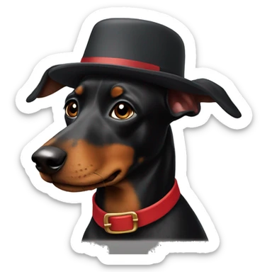 black weenie dog wearing hat sticker