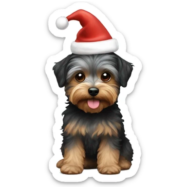 Yorkipoo with Santa hat sticker