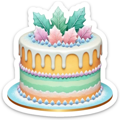 Two layer fall cake adorned with overflowing raw pastel crystals & leaves  sticker