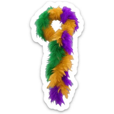 Realistic isolated single stretched out mardi gras color feather boa. sticker