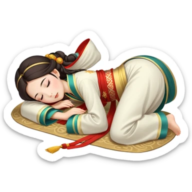 Beautiful girl in Hanfu lying on the ground sleeping sticker
